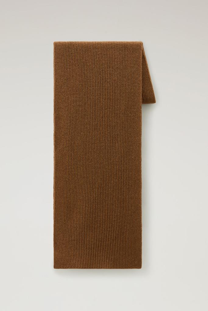 Woolrich Ribbed Scarf in Pure Cashmere - Women - Brown