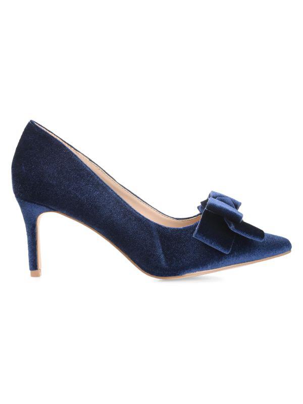JOURNEE Crystol 70MM Bow Velvet Stiletto Pumps