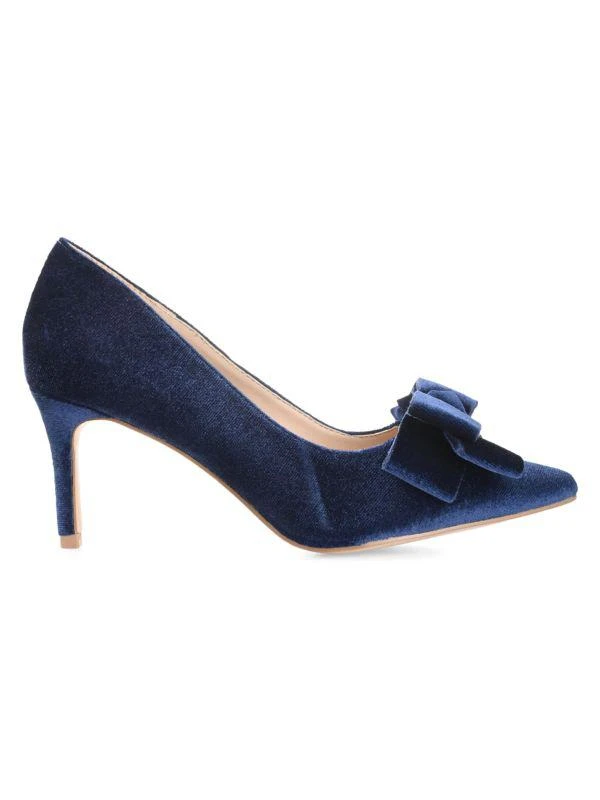 JOURNEE Crystol 70MM Bow Velvet Stiletto Pumps 1