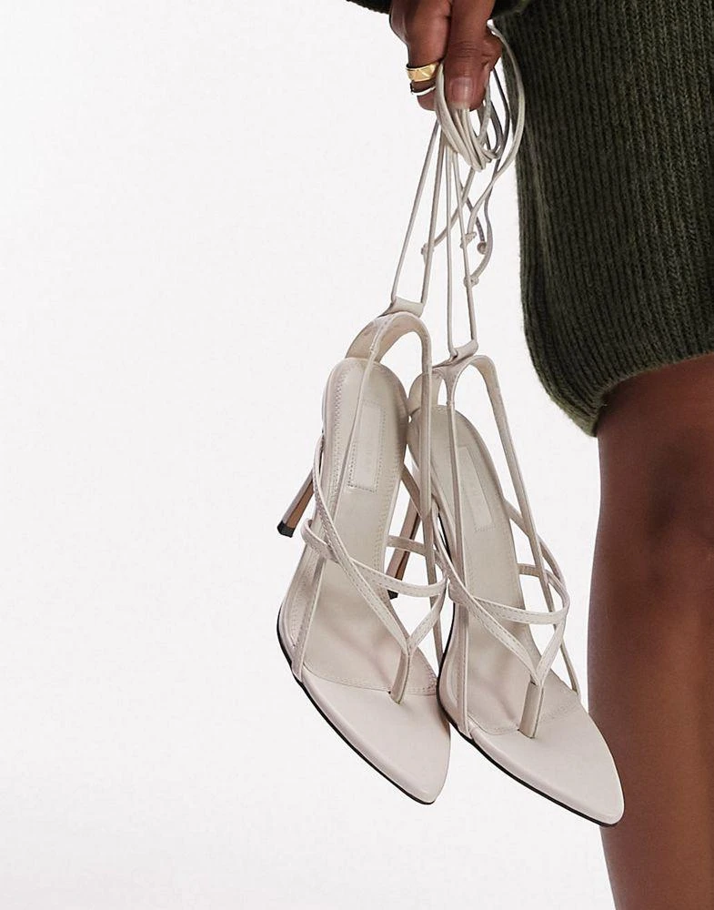 Topshop Topshop Rosie ankle tie strippy sandal in buttermilk 3