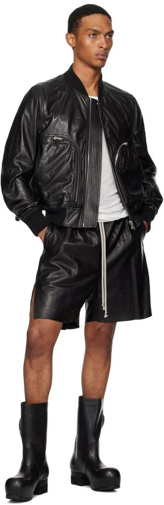 Rick Owens Black Concordians Boxers Leather Shorts 4