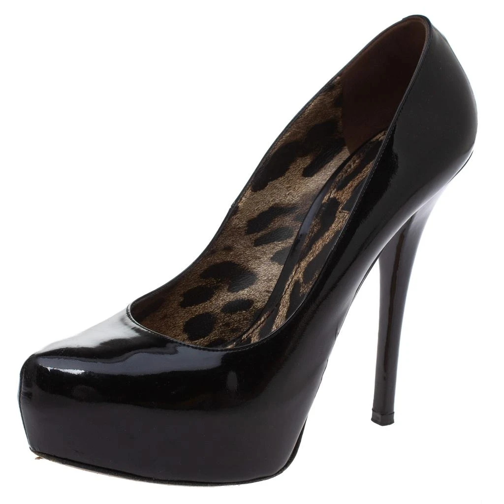 Dolce & Gabbana Dolce & Gabanna Black Patent Leather Platform Pumps Size 38 1