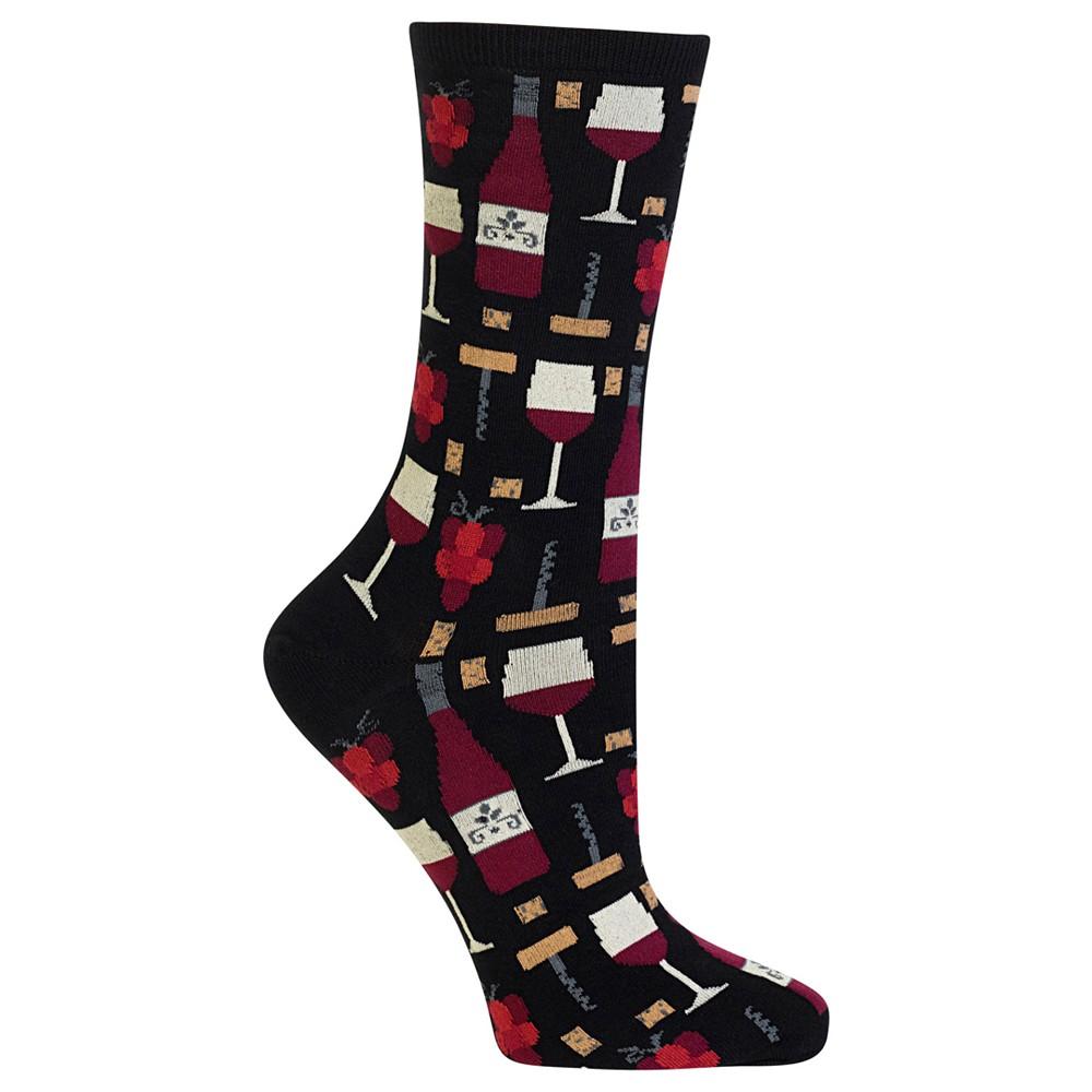 Hot Sox Women's  Wine Print Fashion Crew Socks