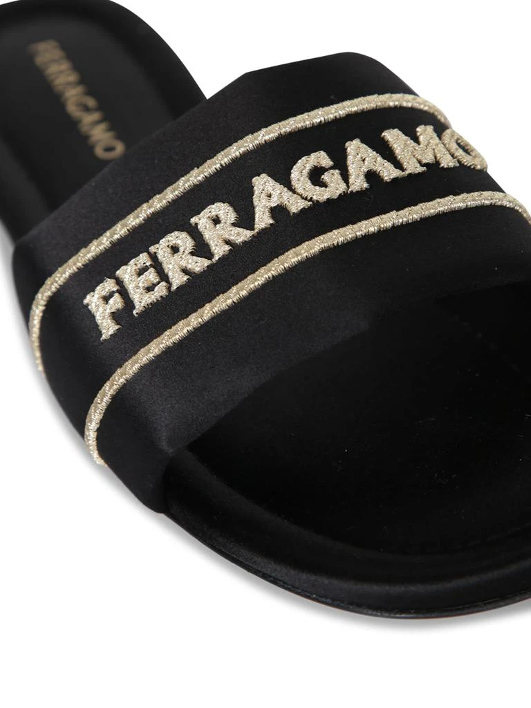 Salvatore Ferragamo Black Fabric Slide Sandals 2