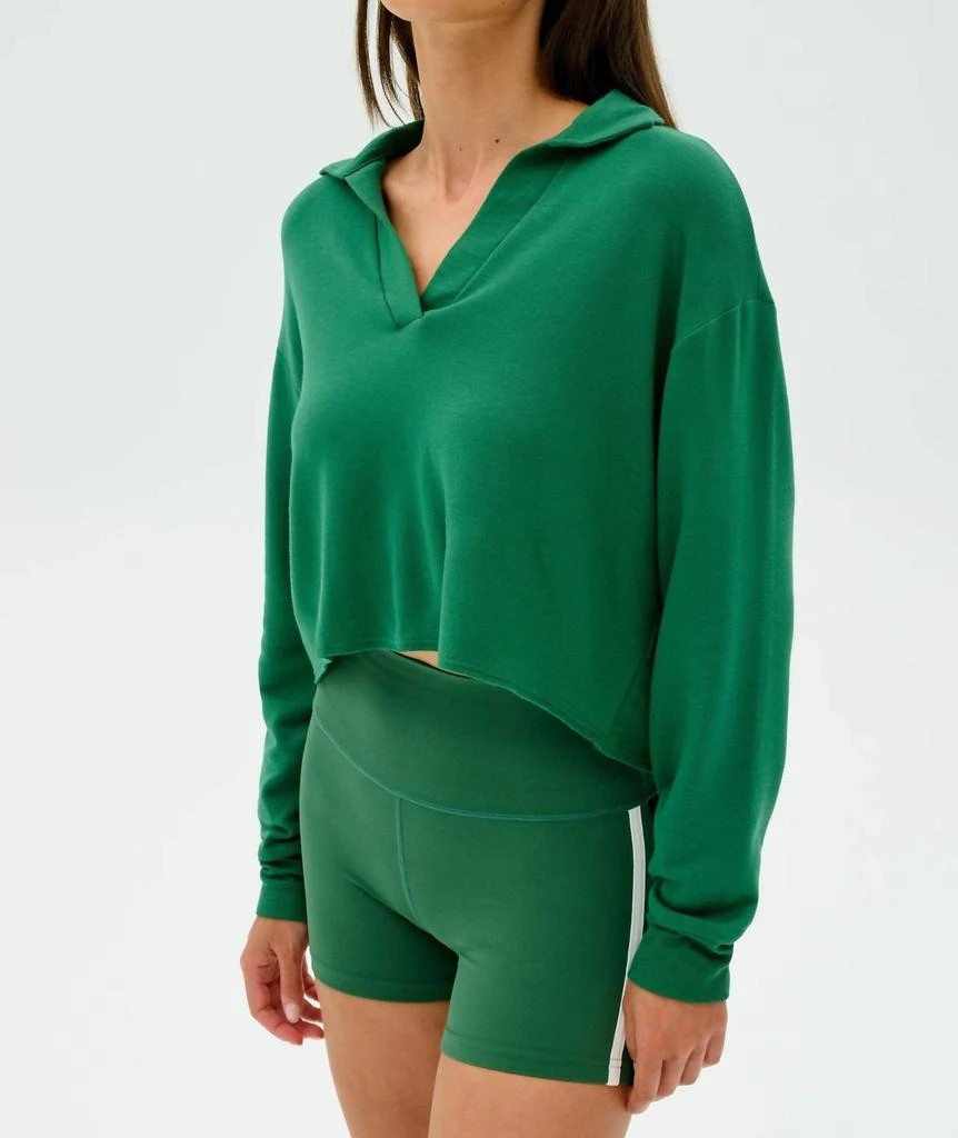 Splits59 Joan Fleece Polo Sweatshirt In Green 2