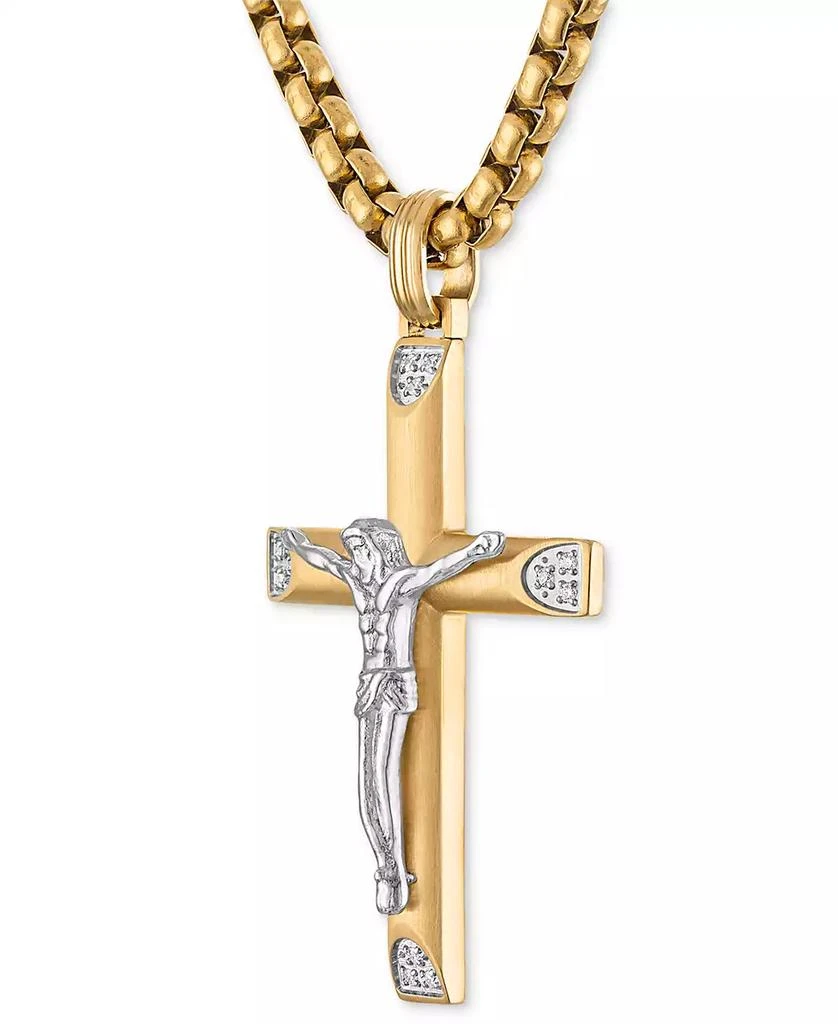 Esquire Men's Jewelry Diamond Crucifix 22" Pendant Necklace (1/20 ct. t.w.) in Stainless Steel & Gold-Tone Ion-Plate, Exclusively at Macy's 3