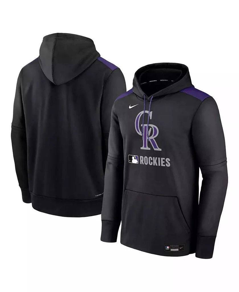 NIKE Men's Black Colorado Rockies Authentic Collection Performance Pullover Hoodie 1