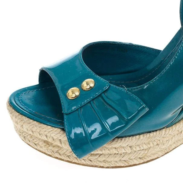 Louis Vuitton Louis Vuitton Blue Patent Espadrilles Slingback Wedges Size 37.5 8
