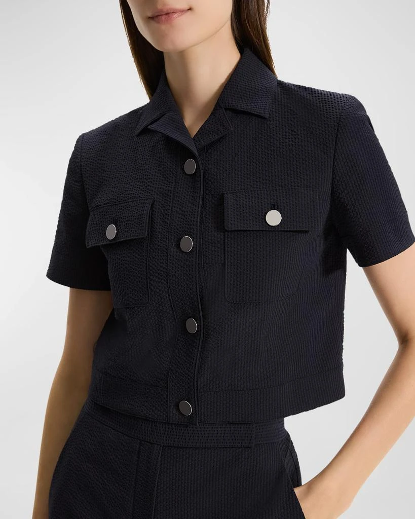 Theory Seersucker Cropped Short-Sleeve Jacket 4