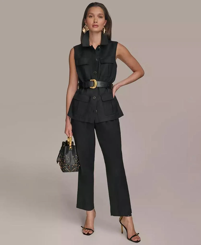 Donna Karan Women's Belted Linen-Blend Utility Vest 6