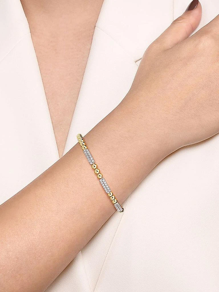 Gabriel 
Co Bujukan 14K White 
Yellow Gold 
0.75 TCW Diamond Station Cuff Bracelet 2