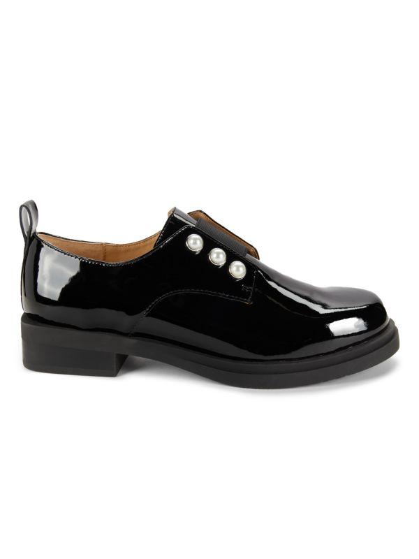 Charles David Faux Pearl Patent Leather Loafers