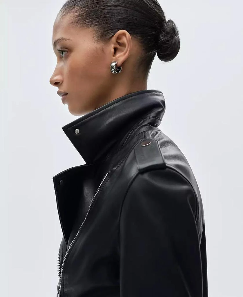 Mango Women's Leather Biker Jacket 4