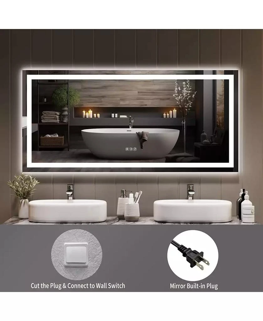 Homfan LED Bathroom Mirror with Lights, Front Lit + Backlit Vanity Mirror for Wall, Dimmable Lighted Bathroom Vanity Mirror, Anti-Fog, Memory Function 8