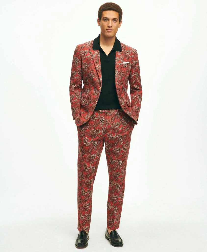 Brooks Brothers Slim Fit Paisley Suit Pants In Cotton Blend 4