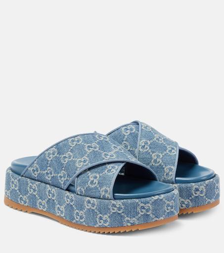 Gucci Angelina GG denim platform sandals - Sandals - Free