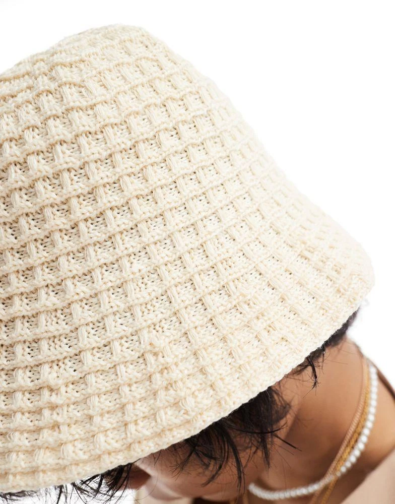 ASOS ASOS DESIGN knitted bucket hat in ecru 2