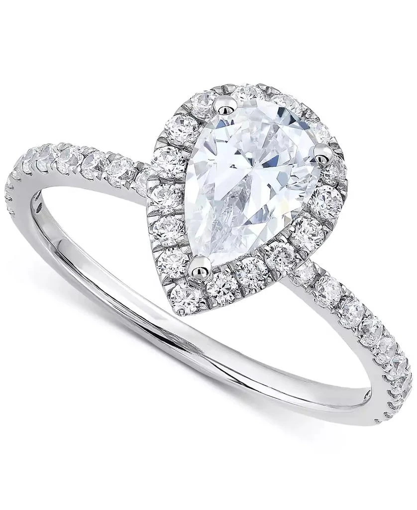 Grown With Love IGI Certified Lab Grown Diamond Pear-Cut Halo Engagement Ring (1-1/2 ct. t.w.) in 14k White Gold 1