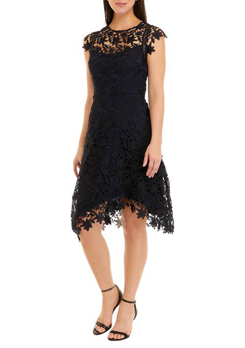 Eliza J J Womens Sleeveless Lace Fit And Flare Dress