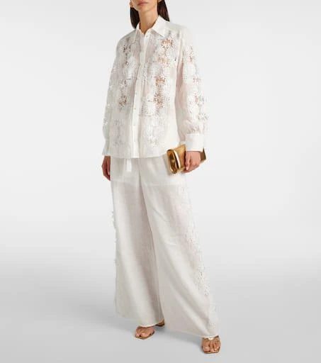 Zimmermann Halliday lace-trimmed linen wide-leg pants 2