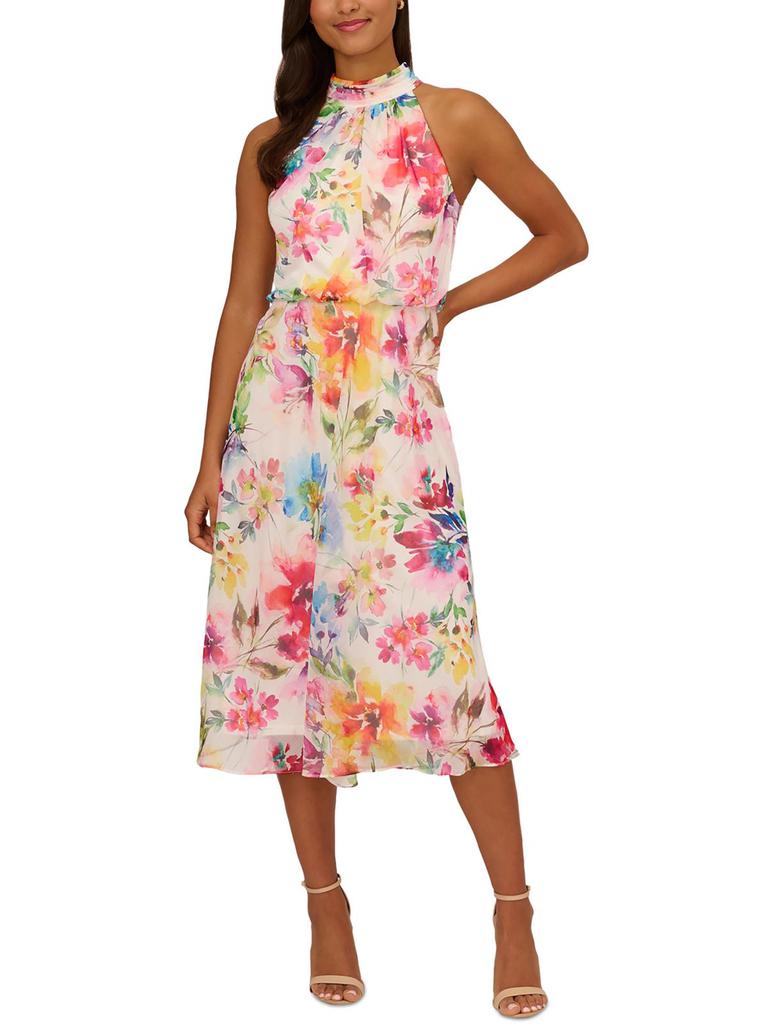 Adrianna Papell Womens Halter Chiffon Halter Dress