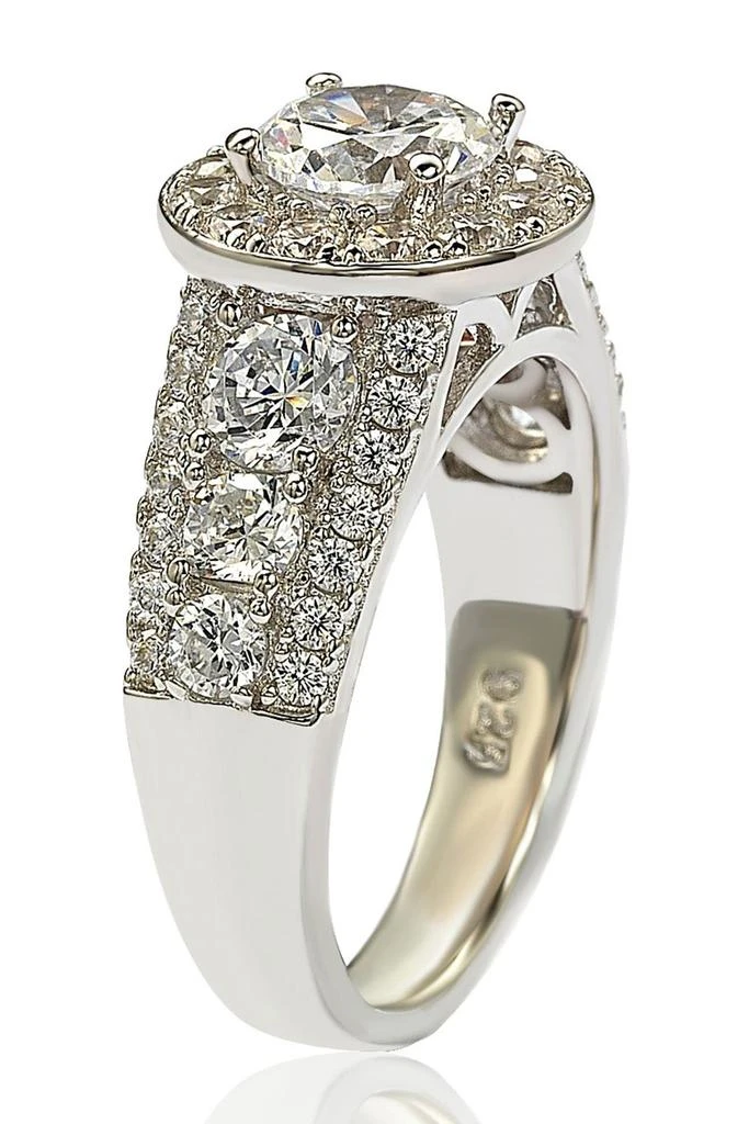 Suzy Levian Sterling Silver White CZ Engagement Ring 5