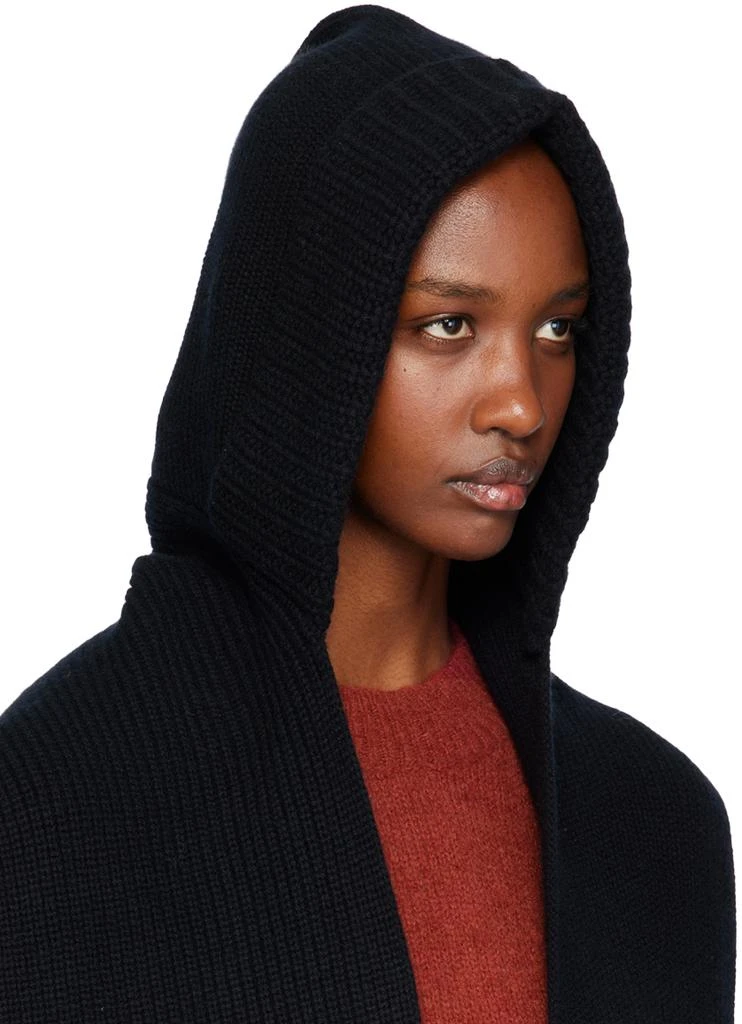 Yves Salomon Black Cashmere & Wool Hooded Scarf 2