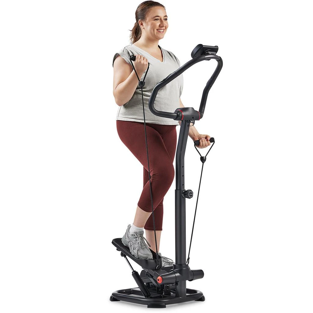 Sunny Health & Fitness Smart Heavy Duty Power Stepper with Handlebar and Resistance Bands 1