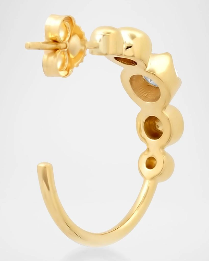 Jennifer Meyer 18K Yellow Gold Small Graduated Bezel and 1 Illusion Set Diamond Hoop Earrings 3