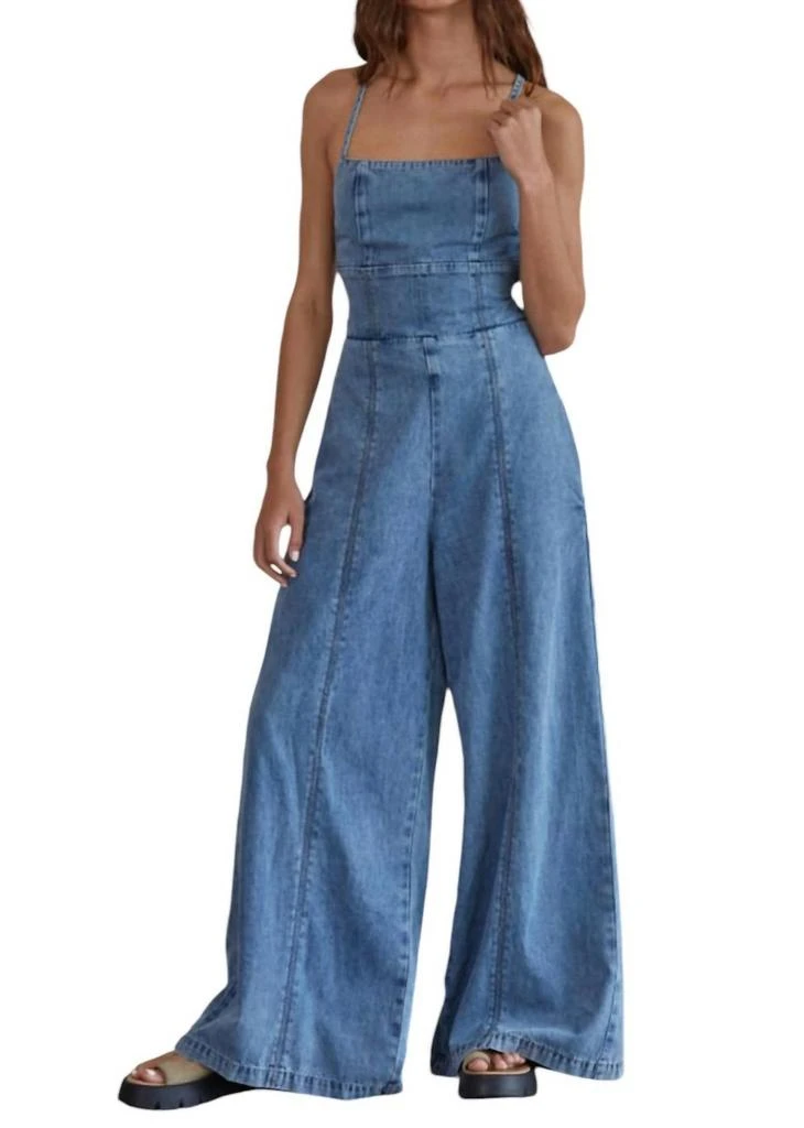 By Together Records On Denim Jumpsuit In Denim Blue 2