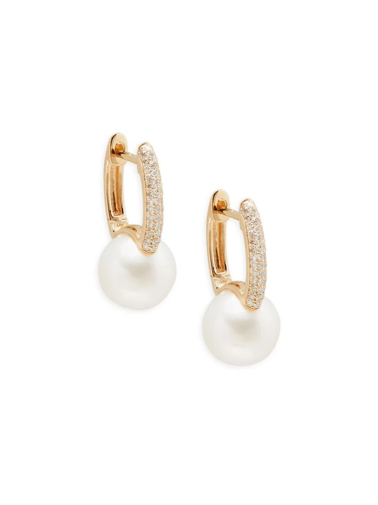 Effy 14K Yellow Gold, 5MM Freshwater Pearl 
0.22 TCW Diamond Drop Earrings