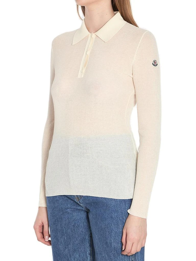 Moncler Moncler Long-Sleeved Fine Ribbed Polo Top 4