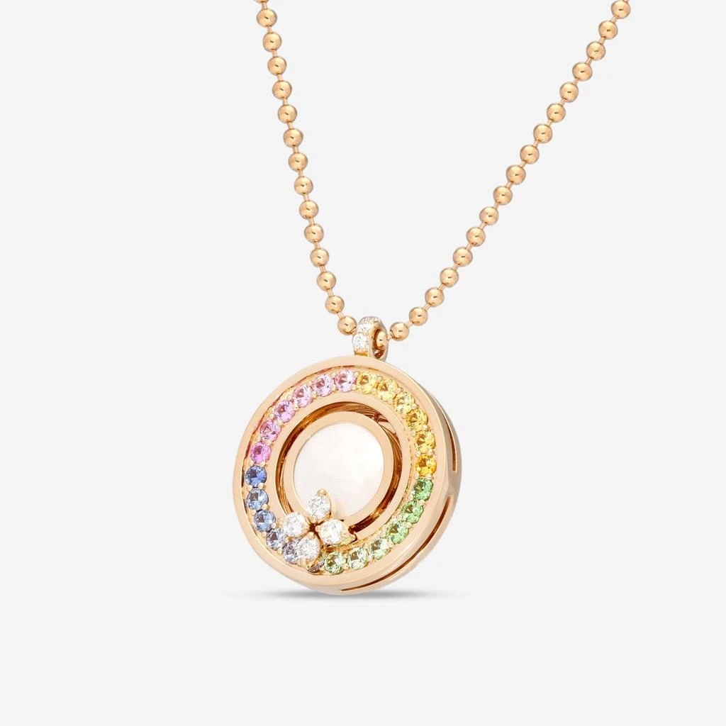 Roberto Coin Roberto Coin Love in Verona 18K Rose Gold Diamond & Rainbow Gemstone Pendant Necklace 8883116AX17X 2