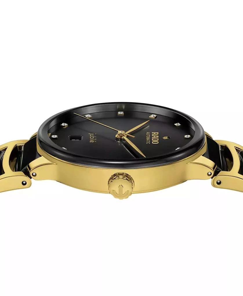 Rado Unisex Swiss Automatic Centrix Diamond (1/10 ct. t.w.) Black Ceramic & Gold PVD Stainless Steel Bracelet Watch 40mm 3