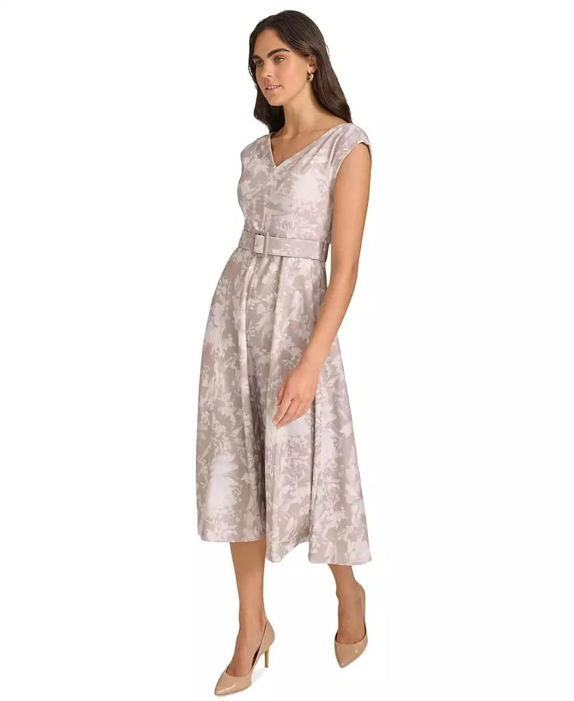 Calvin Klein Women's Belted Cap-Sleeve Midi Dress 4