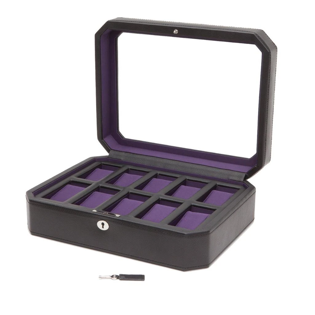 Wolf Wolf 458403 Windsor 10 Piece Watch Box in Black & Purple 3