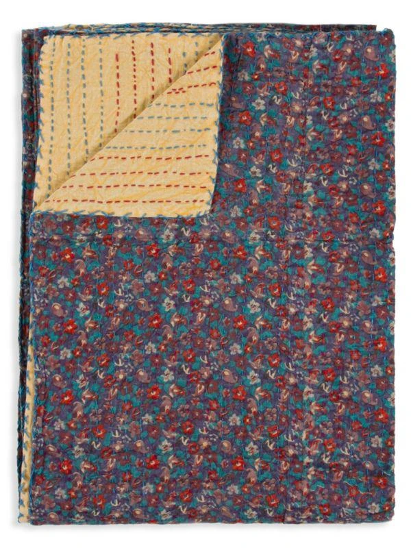 TAJ HOTEL Kantha Quilted Floral Patchwork Throw 1