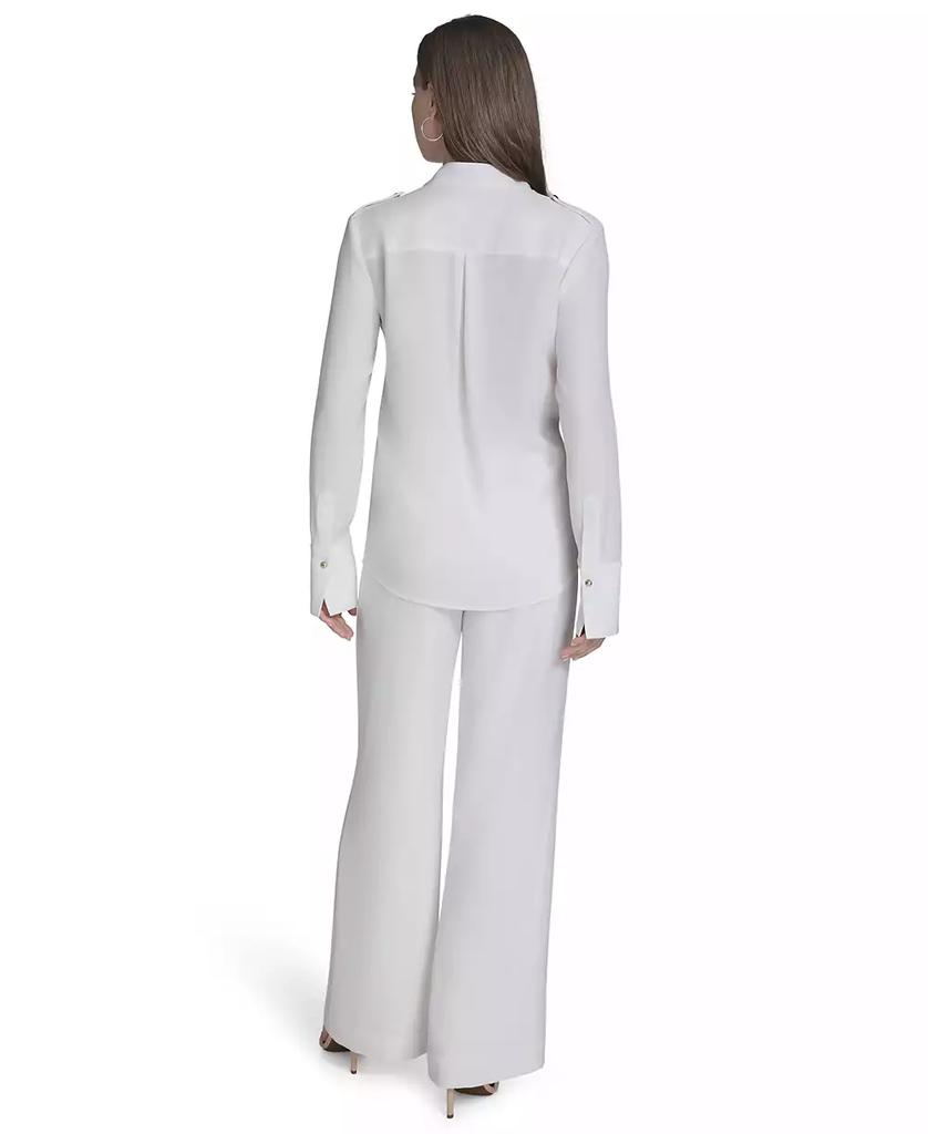 HALSTON Women's Long-Sleeve Button-Front Shirt