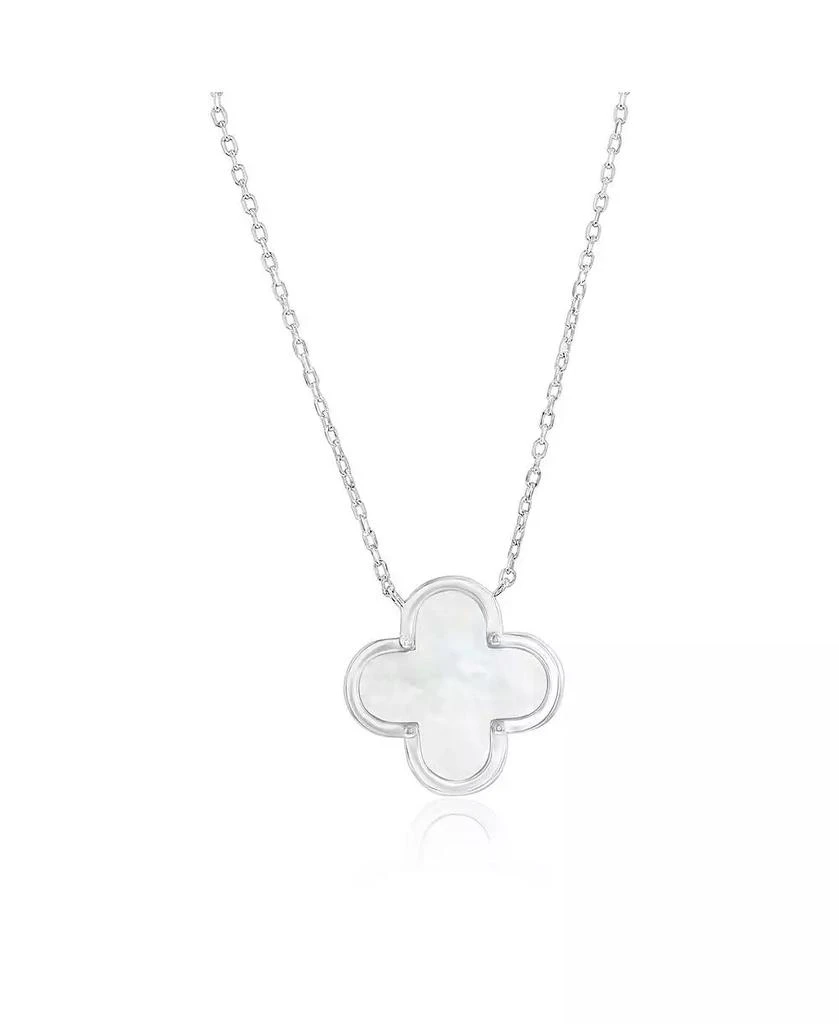 Simona Sterling Silver, Mother of Pearl Clover Necklace