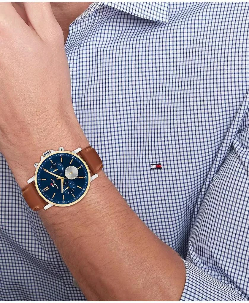 Tommy Hilfiger Men's Multifunction Brown Leather Strap Watch 4