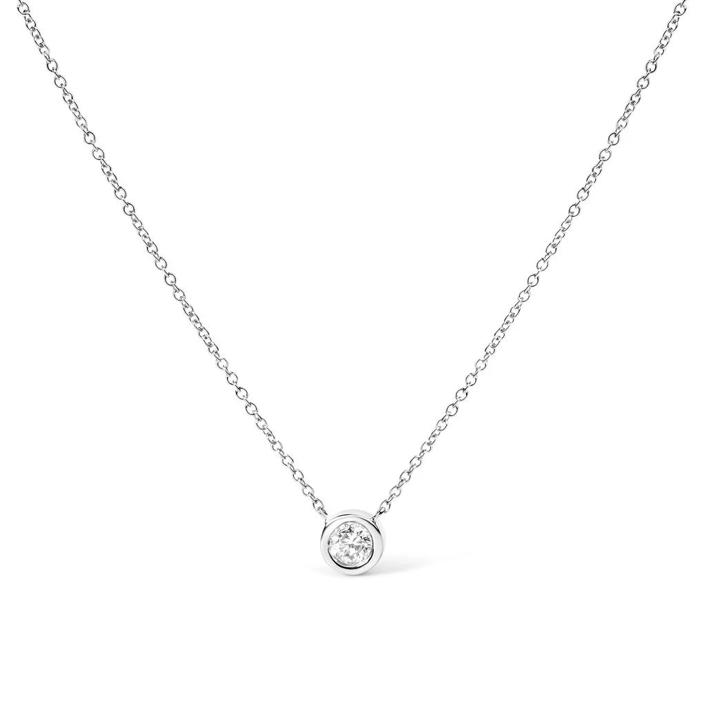Haus of Brilliance 14K Gold Lab Grown Diamond Modern Bezel-Set Solitaire 16"-18" Pendant Necklace 1