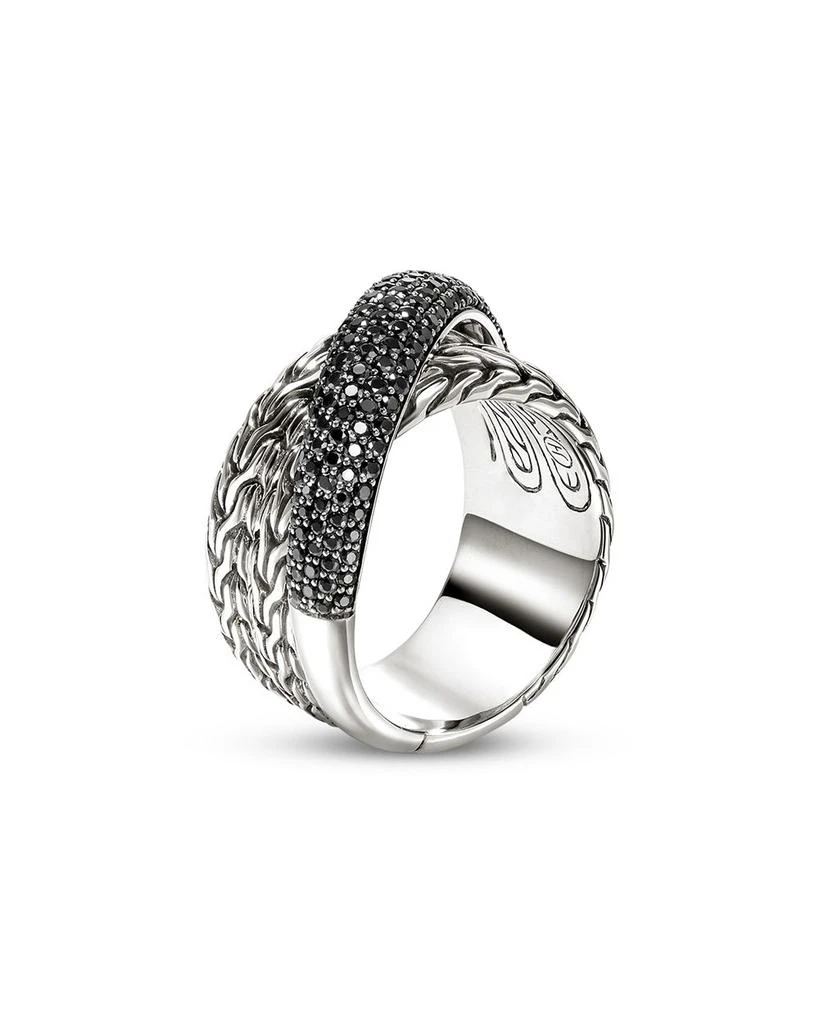 John Hardy JH Essentials Sterling Silver Black Sapphire Pavé Crossover Ring 3