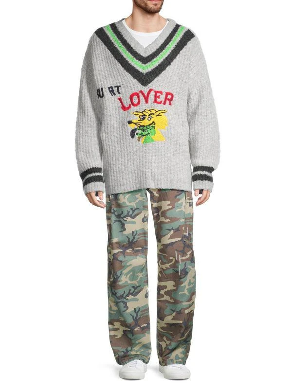 ERL Hurt Lover Wool-Blend V-Neck Sweater 1
