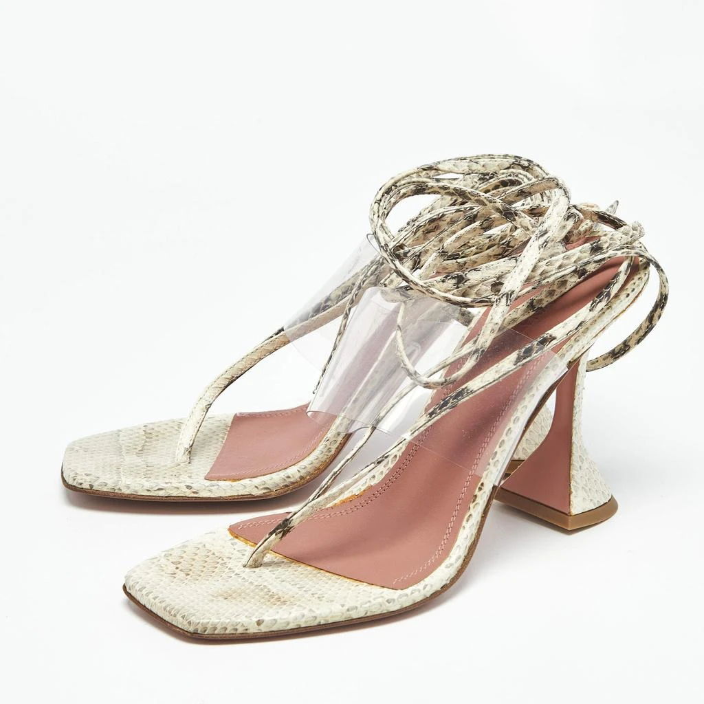 Amina Muaddi Amina Muaddi Cream/Beige Water Snakes and PVC Zula Sandals Size 38.5 2