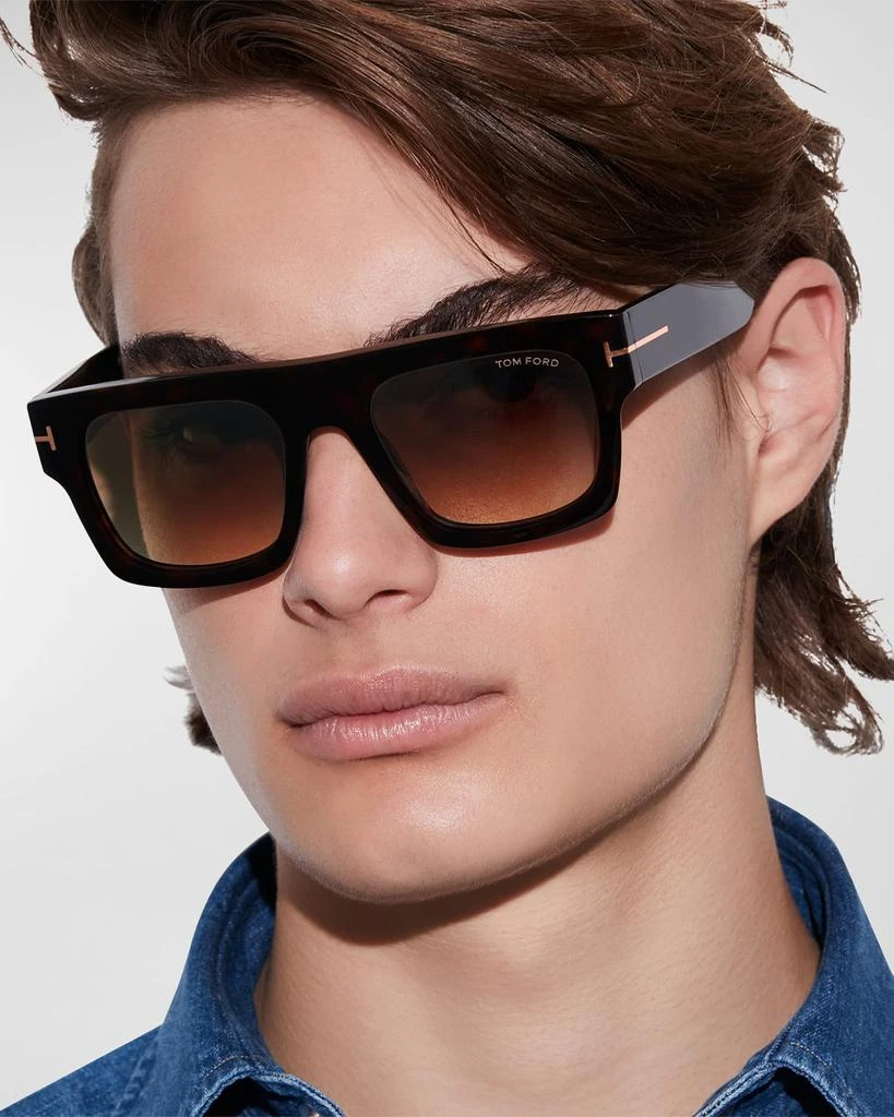 Tom Ford Men's Fausto M T-Logo Square Flat-Top Sunglasses 2