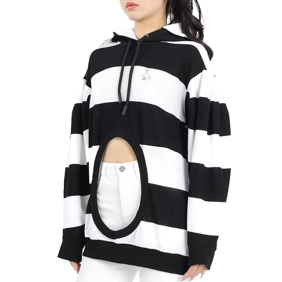 Burberry Cut-out Detail Striped Cotton Hoodie 2