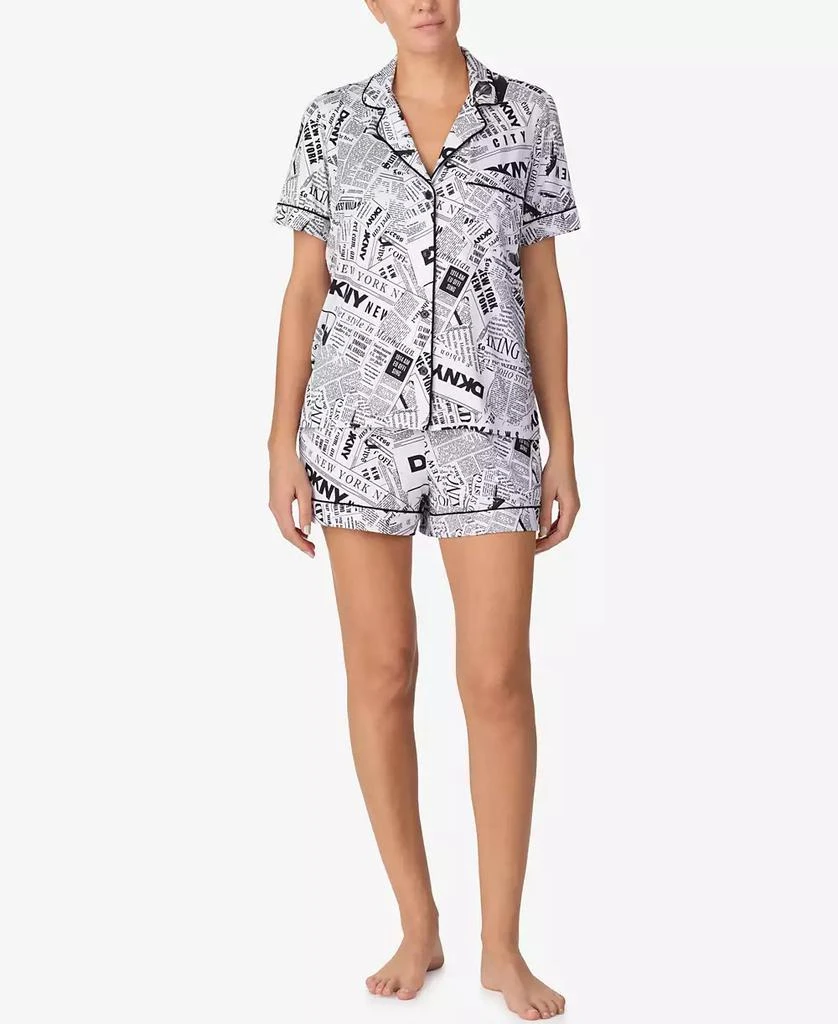 DKNY Women
s Short-Sleeve Notch Collar Top 
Boxers, 2-Piece Set