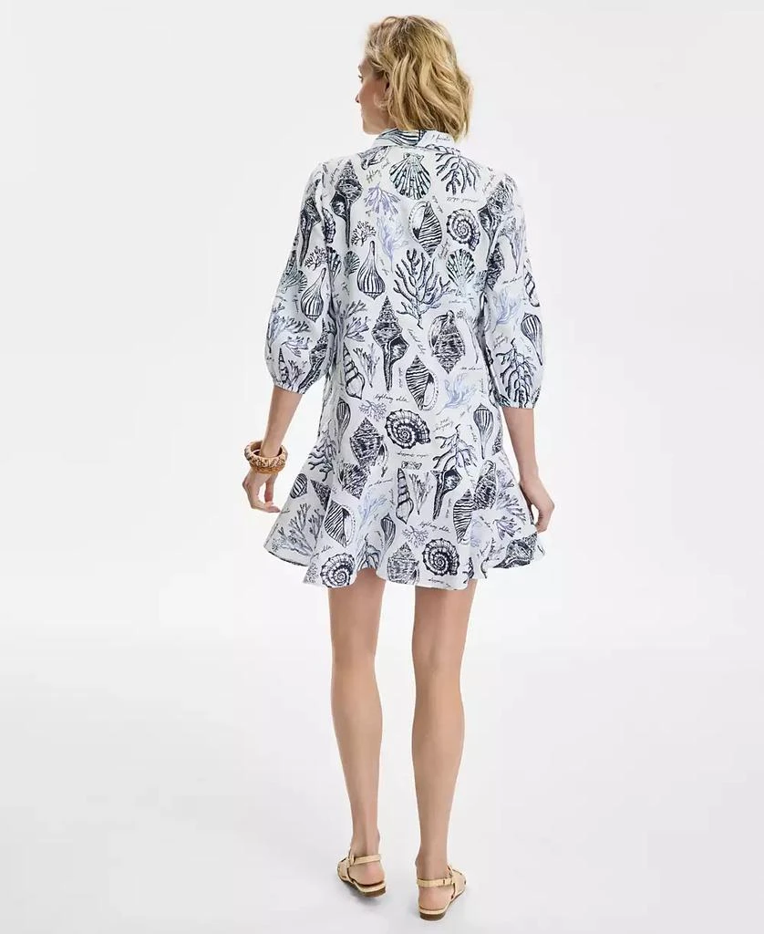 Charter Club Women's Printed 3/4-Sleeve 100% Linen Tiered Shirtdress, Exclusively at Macy's 2