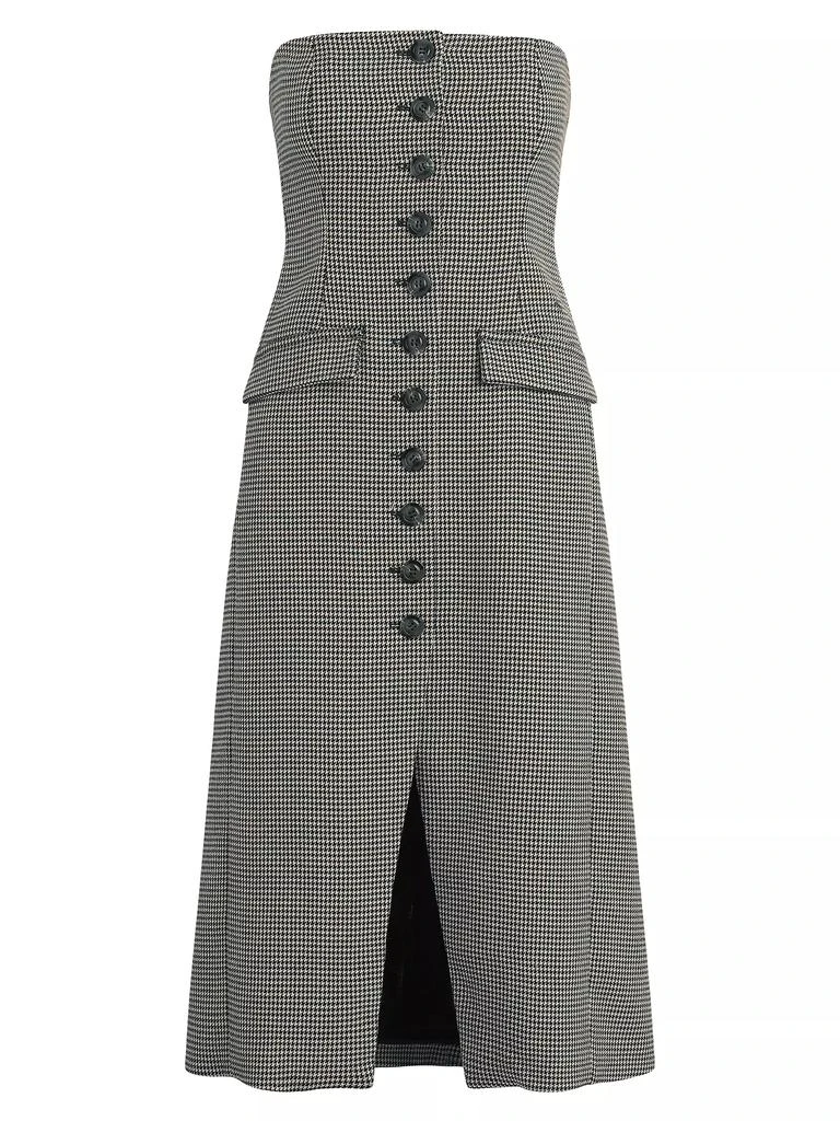 Favorite Daughter Phoebe Houndstooth Strapless Midi-Dress 1