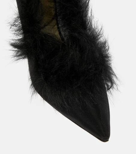 Khaite River shearling-trimmed mesh pumps 6